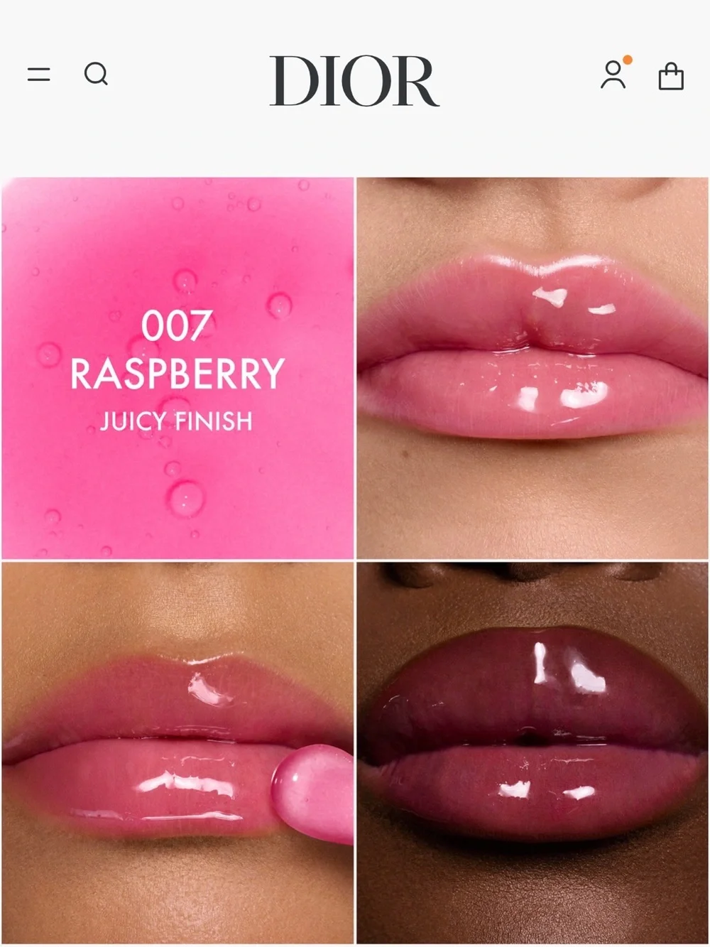 Set of 2: Dior Lip Glow Oil - 007 Raspberry